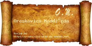 Oreskovics Medárda névjegykártya
